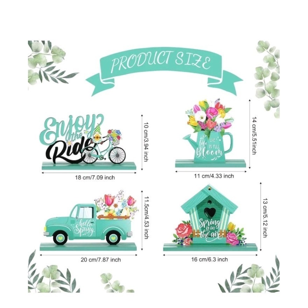 4 Pcs Hello Spring Table Decorations Spring Easter Table Fresh Style - Picture 5 of 7